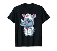 Rhino Nurse Stéthoscope médical pour amoureux du rhinocéros T-Shirt