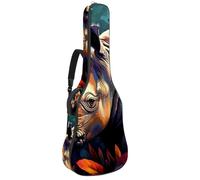 Rhino Pattern 5 Sac pour guitare acoustique avec 2 poches bandoulière réglable et crochet arrière, convient pour guitares électriques, basses et guitares classiques, Motif rhinocéros, 42.9x16.9x4.7