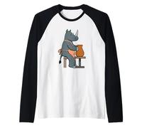 Rhino Pottery Artist Funny Animal Design Céramique Manche Raglan