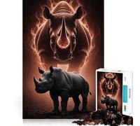Rhino Power Force et Majesté Puzzle de 1000 pièces pour Adolescents Jeu intellectuel et de détente mentale Découpe de qualité Cadeau de Noël (38x26cm)