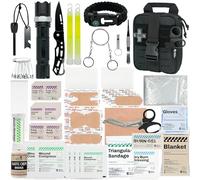 RHINO RESCUE Petite Trousse de Secours avec Outils de Survie, Sac d'urgence pour Voiture, Camping, Voyage en Sac à Dos, Randonnée, Chasse - Noir