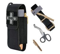 RHINO RESCUE Tourniquet Avec Support Noir, Kit de Premiers Secours en Cas D'hémorragie D'urgence, Contrôle en Plein Air EMT Mil-Spec Tactical Avec Treuil