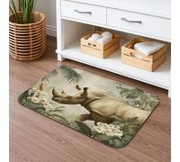 Rhino Tapis de bain vintage à séchage rapide, motif animaux tropicaux, absorbant, antidérapant, lavable en mousse à mémoire de forme, pour salle de bain, toilettes, toilettes, décoration 50,8 x 81,3