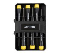 RHINO - Tournevis de précision, tournevis de précision horlogerie - Tournevis de précision kit - 6 pièces - En acier chrome vanadium - 4 tournevis plats (1,6 ; 2,0 ; 2,5 ; 3,0 mm) et 2 cruciformes