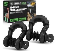 Rhino USA Écrous à D-Ring (2 pièces) Résistance à la Rupture 18,983kg - Manille Montage 1,9cm avec pin 2,2cm - pour Remorquage Utilisation 4X4 avec Sangle Remorquage pour Récupération Véhicule (Noir)