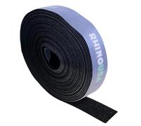 Rhino USA Hook and Loop Tape Roll - Rouleau de Ruban Auto-Agrippant Réutilisable et Non Adhésif Pour les Sangles, les Cordons et l'organisation de l'équipement - 2,5 cm x 7,6 m - Noir