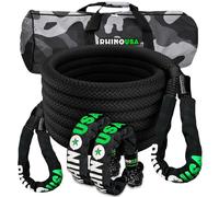 Rhino USA Kit de Récupération de Corde Cinétique 13,000 kg - 2.2 cm x 9 m - Sangle Remorquage Voiture Tout-Terrain avec 2 Manille Treuil 4x4 pour UTV ATV LKW Tracteur Camion Quad - Noir