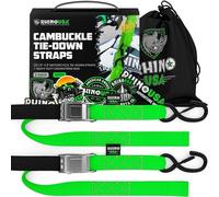 Rhino USA Lot 2 Sangle Arrimage Moto - Testées en Laboratoire Résistance à la Rupture de 1000 kg- Sangles d'Arrimage Acier avec Boucles Souples pour Remorque Guidon - Vert