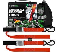 Rhino USA Lot 2 Sangle Arrimage Moto - Testées en Laboratoire Résistance à la Rupture de 1000 kg- Sangles d'Arrimage Acier avec Boucles Souples pour Remorque Guidon - Rouge