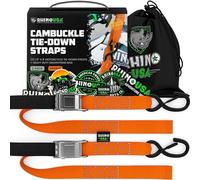 Rhino USA Lot 2 Sangle Arrimage Moto - Testées en Laboratoire Résistance à la Rupture de 1000 kg- Sangles d'Arrimage Acier avec Boucles Souples pour Remorque Guidon - Orange