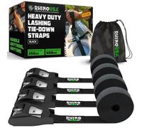 Rhino USA Sangles d'Arrimage (4) - Résistance Maximale à la Rupture de 500kg, Comprend (4) Sangles de Traction de 2.5cm x 3.6m, Sangles de Fixation pour Chargement, Kayak, Porte-Bagages de Toit