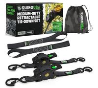 Rhino USA Sangles d'arrimage à cliquet rétractables (Paquet de 2) - Résistance à la Rupture de 540 kg, Comprend (2) d'arrimage à rétraction Automatique ultimes de 2.5 cm x 3 m -Noir