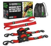 Rhino USA Sangles d'arrimage à cliquet rétractables (Paquet de 2) - résistance à la Rupture maximale de 540 kg, Comprend (2) d'arrimage Auto-rétractables de 2.5 cm x 3 m-Rouge