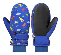 Rhino Valley Gants de Neige pour Enfants, Gants de Ski Imperméables pour Temps Froid, Bande Velcro Réglable, Moufles de Neige pour Garçons/Filles pour Les Activités Hivernales en Plein Air (Bleu, M)