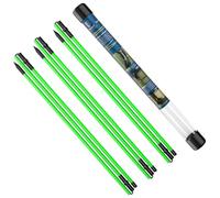 Rhino Valley Indicateur de Direction de Bâton, Lot de 3 Bâtons d'Entraînement de Swing de Golf, Bâtons d'Alignement de Golf en Fibre de Verre avec Tube de Rangement Aide Vous à Entraîner, 48", Vert