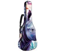 Rhino with Flowers Sac pour guitare acoustique avec bandoulière réglable et crochet arrière, convient pour guitares électriques, basses, guitares classiques, ukulélé, 22,9 cm, 106,7 cm, 106,7 cm,