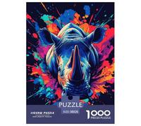 Rhinocéros 1000 Pieces Animation Puzzle en Papier Matériaux Recyclés De l'art De La DécoRation Moderne Adultes Et Enfants Dès 14 Ans 38x26cm/1000pcs