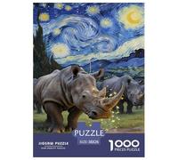 Rhinocéros 1000 Pièces Puzzle pour Adultes Jeux De Défi Familial Divertissement Apaisant Entraîner La Mémoire du Cerveau pour Adultes Et Enfants De 14 Ans Et Plus 38x26cm/1000pcs