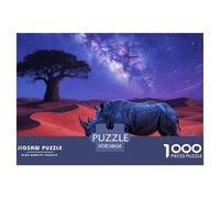 Rhinocéros 1000 Pièces Puzzles pour Adultes,Désert étoilé Un Jeu De Dexérité Très Difficile Puzzle Éducatif avec des Défis 38x26cm/1000pcs