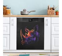 Rhinoceros - Aimant de lave-vaisselle pour porte avant - Grand panneau décoratif en métal pour cuisine et lave-vaisselle - Autocollant décoratif magnétique pour réfrigérateur - 58 x 66 cm