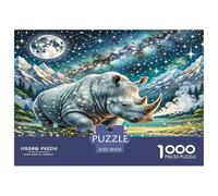 Rhinocéros Blanc Jigsaw Puzzle 1000 Pièce Adapter Les Adultes Ou Les Familles Ensemble Puzzles Difficiles Cadeaux pour Adultes 100% Carton Recyclé Puzzle Décoratif 70x50cm/1000pcs