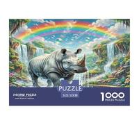 Rhinocéros Blanc Jigsaw Puzzles 1000 Pièce pour Les Adultes Jeu De Puzzle Cadeaux pour Adultes 100% Carton Recyclé Décoration De Maison 52x38cm/1000pcs