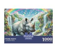 Rhinocéros Blancs 1000 Piece Jigsaw Puzzle for Adults Family Challenge Toys Stress Relief Puzzle Cultivate The Spirit of Teamwork for Family Decorations 38x26cm/1000pcs