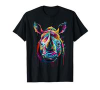Rhinocéros colorés avec Visage de rhinocéros - Noir T-Shirt