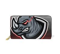 Rhinocéros en Colère Animal Vache Portefeuille Zipper Long Bourse en Cuir Véritable avec Titulaire de la Carte de Crédit pour Téléphone Femmes Fille Hommes