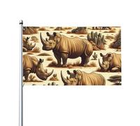 Rhinocéros En Voie De Disparition Désert Jaune Garden Flag Durable Drapeau De Jardin Avec Œillets Drapeaux De Jardin Décoration Pour Extérieure Intérieure Porche 90X152Cm