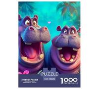 Rhinocéros Mignon Puzzle 1000 Piece pour Adultes Enfant, Puzzle 1000pcs Jeu Éducatif Défi Jouet Jeu D'adresse pour Toute La Famille 38x26cm/1000pcs
