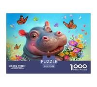 Rhinocéros Mignon Puzzle 1000 Piece pour Adultes Enfant, Puzzle 1000pcs Jeu Éducatif Défi Jouet Jeu D'adresse pour Toute La Famille 52x38cm/1000pcs