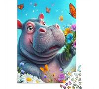 Rhinocéros Mignon Puzzle 1000 Piece pour Adultes Enfant, Puzzle 1000pcs Jeu Éducatif Défi Jouet Jeu D'adresse pour Toute La Famille 52x38cm/1000pcs