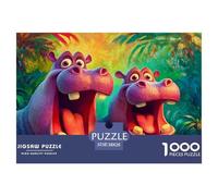 Rhinocéros Mignon Puzzle 1000 Piece pour Adultes Enfant, Puzzle Jeu Éducatif Défi Jouet Jeu D'adresse pour Toute La Famille 38x26cm/1000pcs