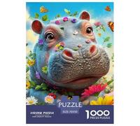 Rhinocéros Mignon Puzzle 1000 Piece pour Adultes Enfant, Puzzle Jeu Éducatif Défi Jouet Jeu D'adresse pour Toute La Famille 70x50cm/1000pcs