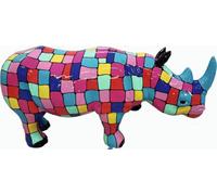 Rhinocéros multicolore tacheté 175cm de large Figurine de décoration/publicitaire - polyrésine - grandeur nature - pour l'extérieur