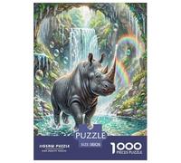 Rhinocéros Noir Afrique Puzzle 1000 Pièces Animal pour Adultes Family Games Décoration Intérieure Jeux Éducatifs Cadeaux d'anniversaire pour Noël Tueur Ennuyeux 38x26cm/1000pcs