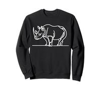 Rhinocéros Noir Art Linéaire Mammifère Sweatshirt