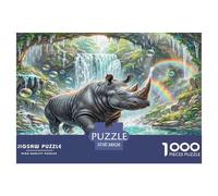 Rhinocéros Noir Jigsaw Puzzle 1000 Pièce Adapter Les Adultes Ou Les Familles Ensemble Jeu De Puzzle Cadeaux pour Adultes 100% Carton Recyclé Décoration De Maison 38x26cm/1000pcs