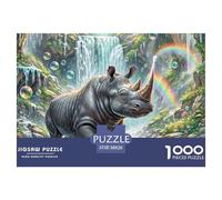 Rhinocéros Noirs 1000 Piece Jigsaw Puzzle for Adults Challenging Game Stress Relief Puzzle Exercise The Memory of The Brain for Men, Women, Elders, Seniors 38x26cm/1000pcs