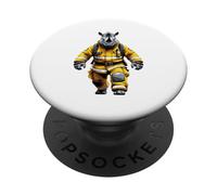 Rhinocéros Pompier en Tenue de Secours PopSockets PopGrip Adhésif