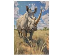 Rhinocéros Puzzle Enfants 1000pcs, Puzzles en Bois- Kit Bricolage Relax Jeux pour Adolescents Et Adultes Cadeaux 78×53cm