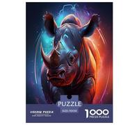 Rhinocéros Puzzles 1000 Pièces Cadeau Unique Jeu Éduchatif Challenge Toy À De Qualité Supérieure Peinture Art pour Adultes Et Enfants À Partir De 12 Ans 70x50cm/1000pcs