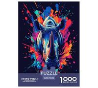 Rhinocéros Puzzles 1000 Pièces Cadeau Unique Jeu Éduchatif Challenge Toy À De Qualité Supérieure Peinture Art pour Adultes Et Enfants À Partir De 14 Ans 70x50cm/1000pcs