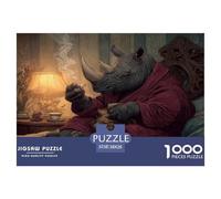 Rhinocéros Puzzles Jeu De Puzzle Activités Familiales Stimulantes 1000 Pièces Animal Sauvage Casse-tête Qualité Premium pour Adultes Et Enfants 38x26cm/1000pcs