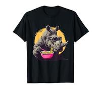 Rhinoceros Ramen Lunettes de Soleil Animal Art Nouilles japonaises T-Shirt
