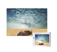 Rhinocéros Rhinocéros,Puzzle Familial en Bois de 1 000 pièces pour Adultes et Adolescents, décoration d'intérieur