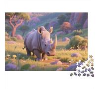 Rhinocéros1000 Piece Jigsaw Puzzle for Adults and Kids Educhational Games Dessin animé StyleChallenging Home Decors Great Cadeau Idea38x26cm/1000pcs
