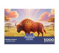 Rhinocéros1000 Pièces Amusants Puzzlefaune Sauvage pour Adultes De Jeu pour Adultes Difficile EtStimulant Del'art DeLaDécoRation 38x26cm/1000pcs