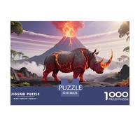 Rhinocéros1000 Pièces Aquarelle Puzzle Faune Sauvage pour Adultes De Jeu pour Adultes Premium avec Défis Créativité Et CommeCadeau38x26cm/1000pcs